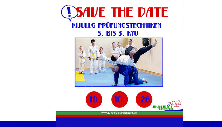 Save the Date: KiJuLLG Prüfungstechniken vom 5. bis 3. Kyu